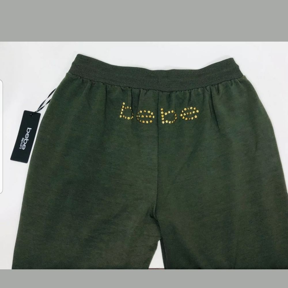 Bebe Sport Womens Logo Pants 1X Athletic Green